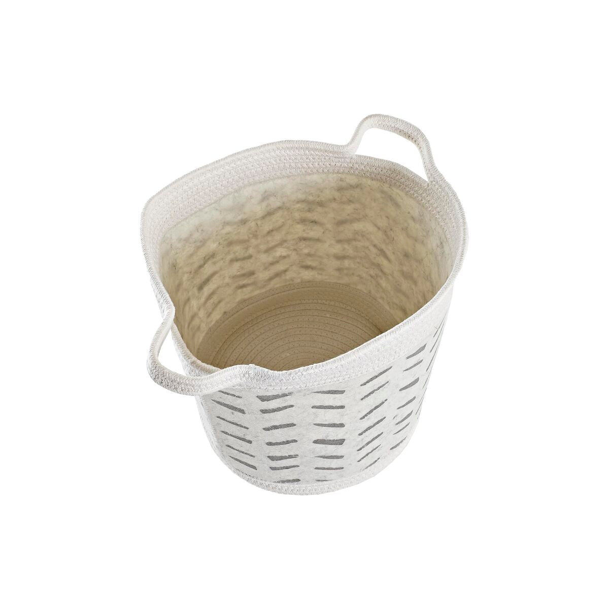 Juego de 3 cestas de algodón blanco y gris, con asas — imagen 3