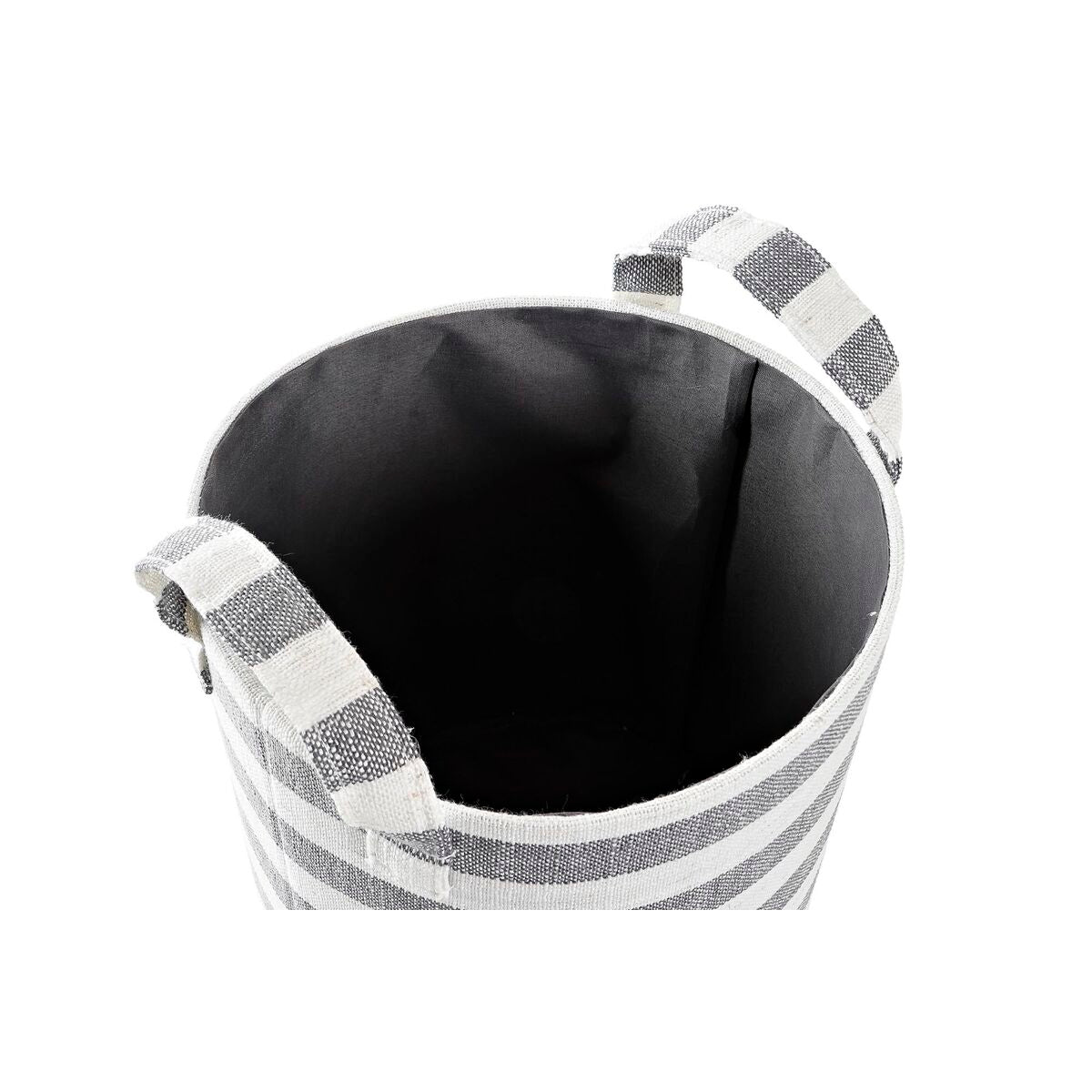 Juego de 3 cestas de algodón con asas, rayas blanco y gris — imagen 2