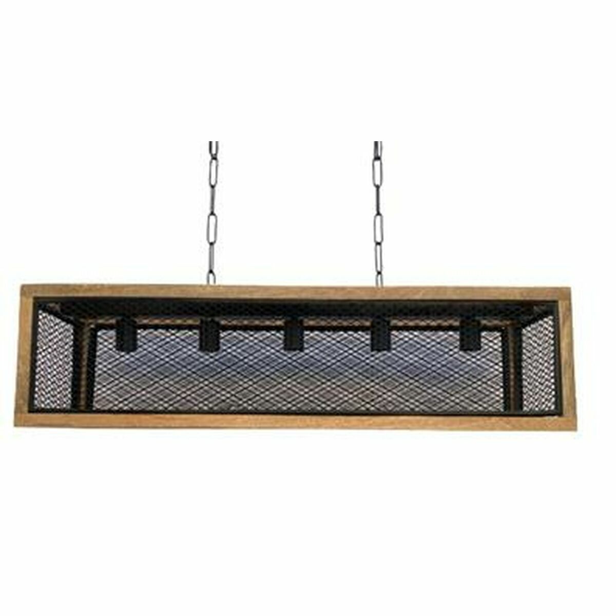 Lámpara de techo de hierro y madera de mango, 5 luces