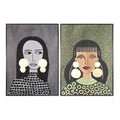 Cuadro moderno con motivo de mujer, blanco, negro, verde y gris