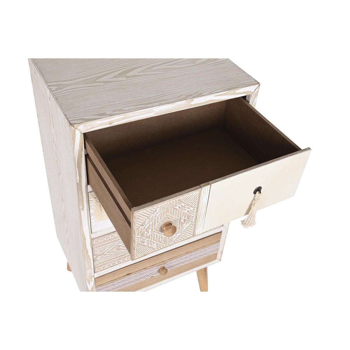 Cajonera de abeto blanco y natural con 4 cajones, 89 cm — imagen 4