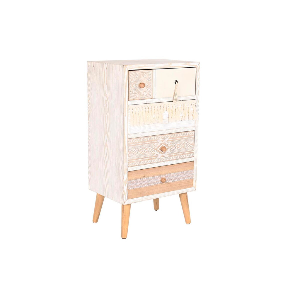 Cajonera de abeto blanco y natural con 4 cajones, 89 cm