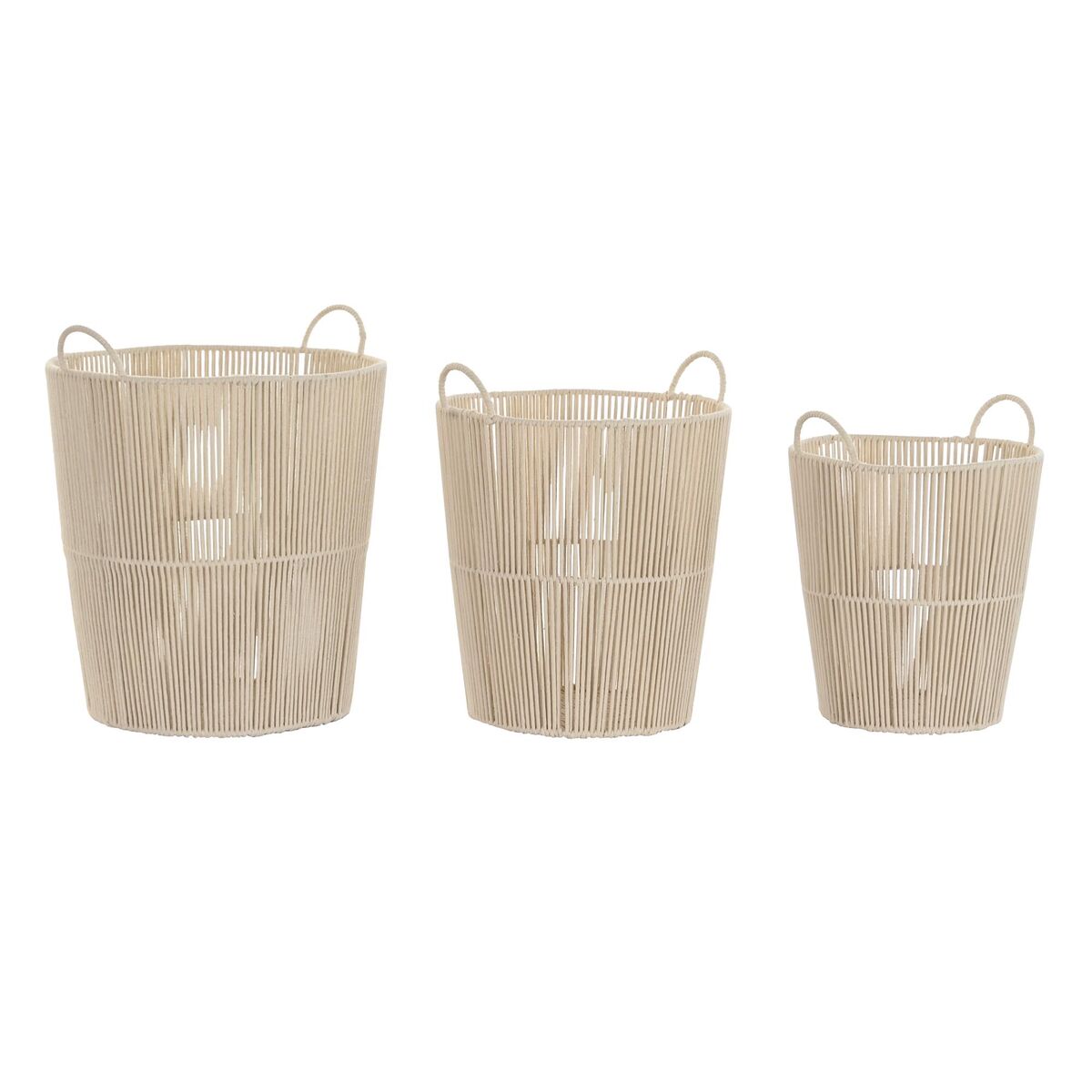 Juego de 3 cestas de metal hechas a mano, beige