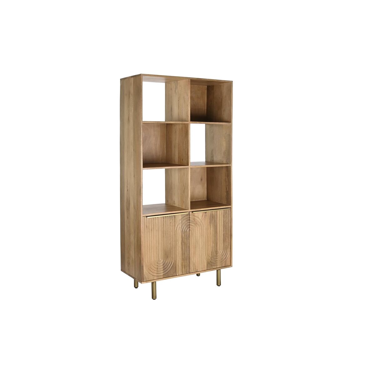 Estantería de madera de mango dorada, 90 x 40 x 180 cm