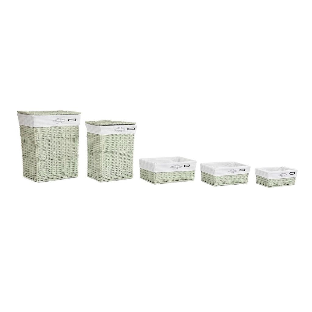 Juego de 5 cestas multiusos de mimbre, verde
