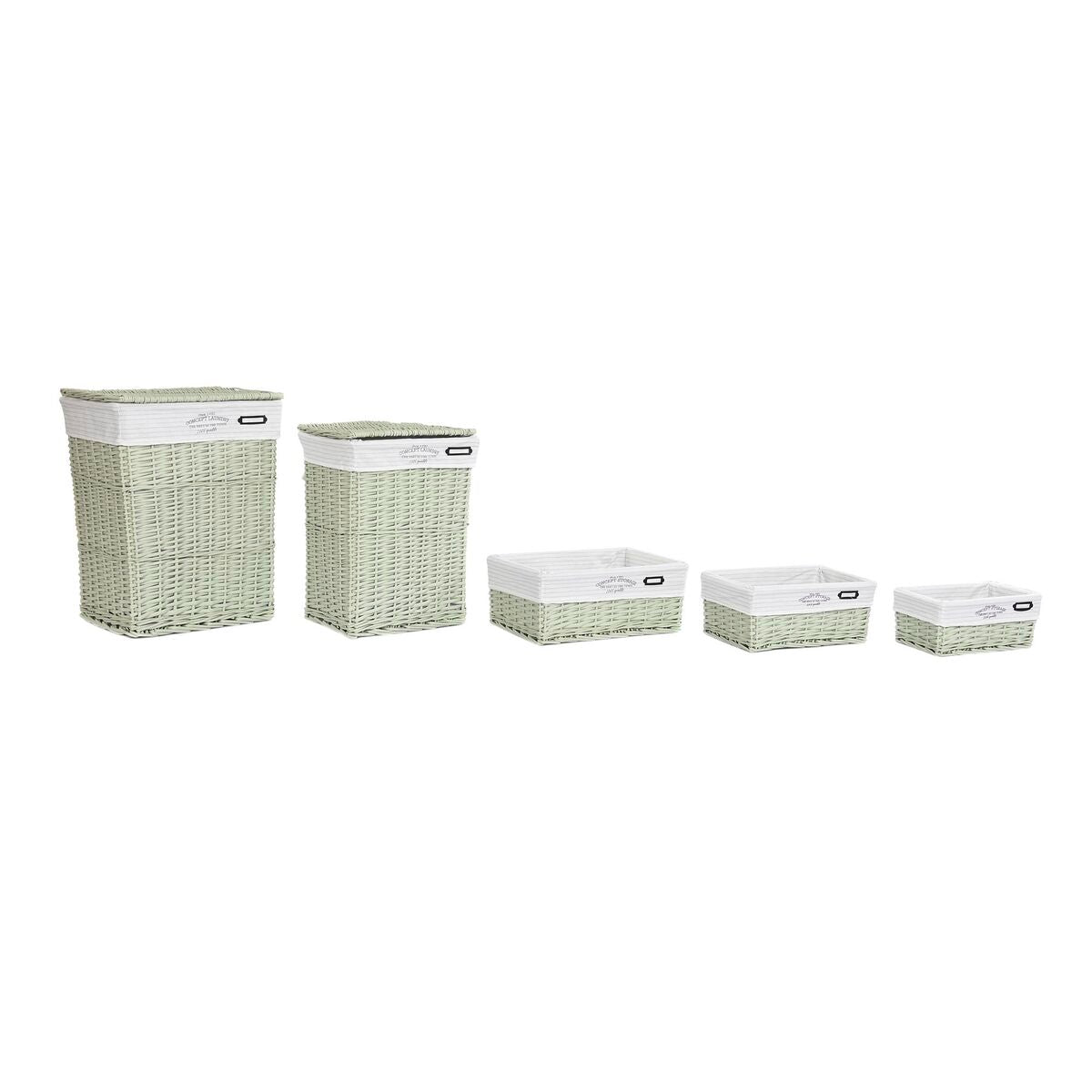 Juego de 5 cestas multiusos de mimbre, verde