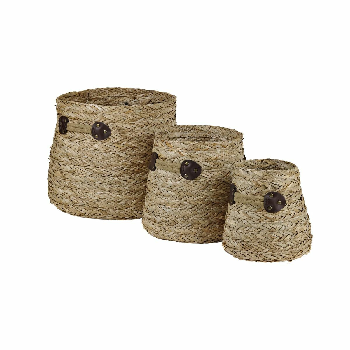 Juego de 3 cestas de hierba marina hechas a mano