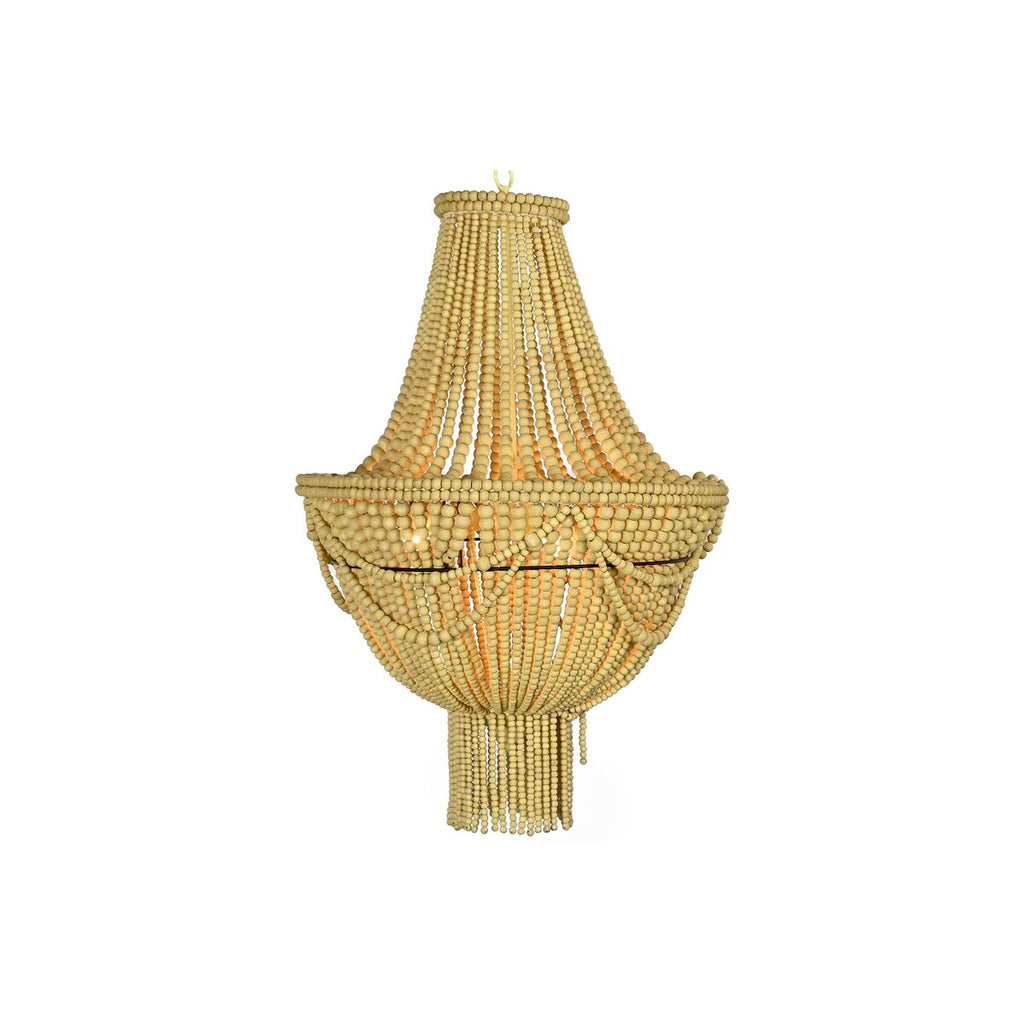 Lámpara de techo de metal y madera MDF, amarillo y marrón, 73 cm