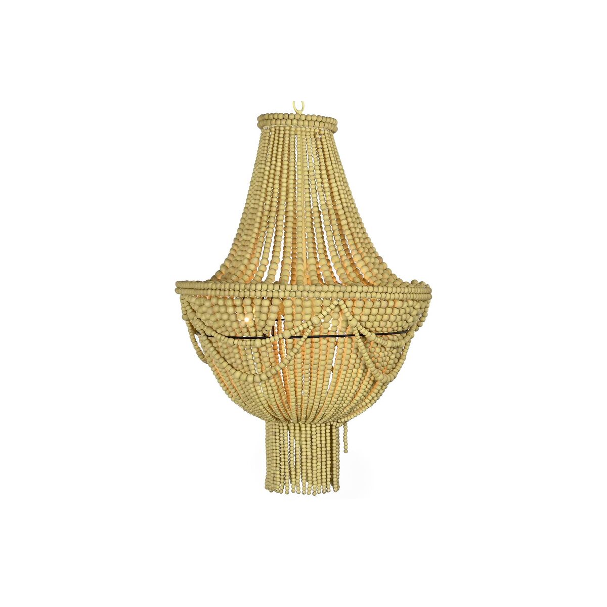 Lámpara de techo de metal y madera MDF, amarillo y marrón, 73 cm