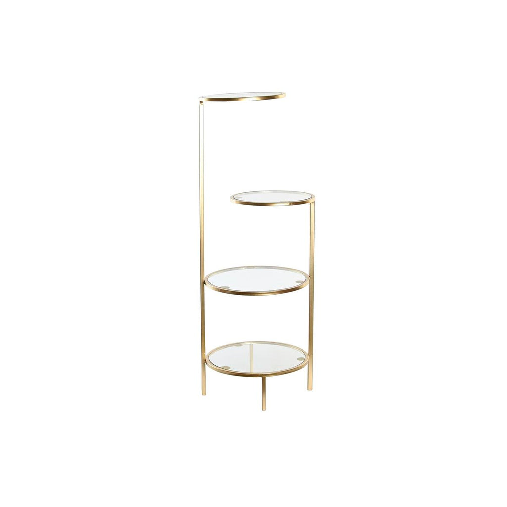 Estante de metal y cristal dorado, 4 baldas, 32,5 cm