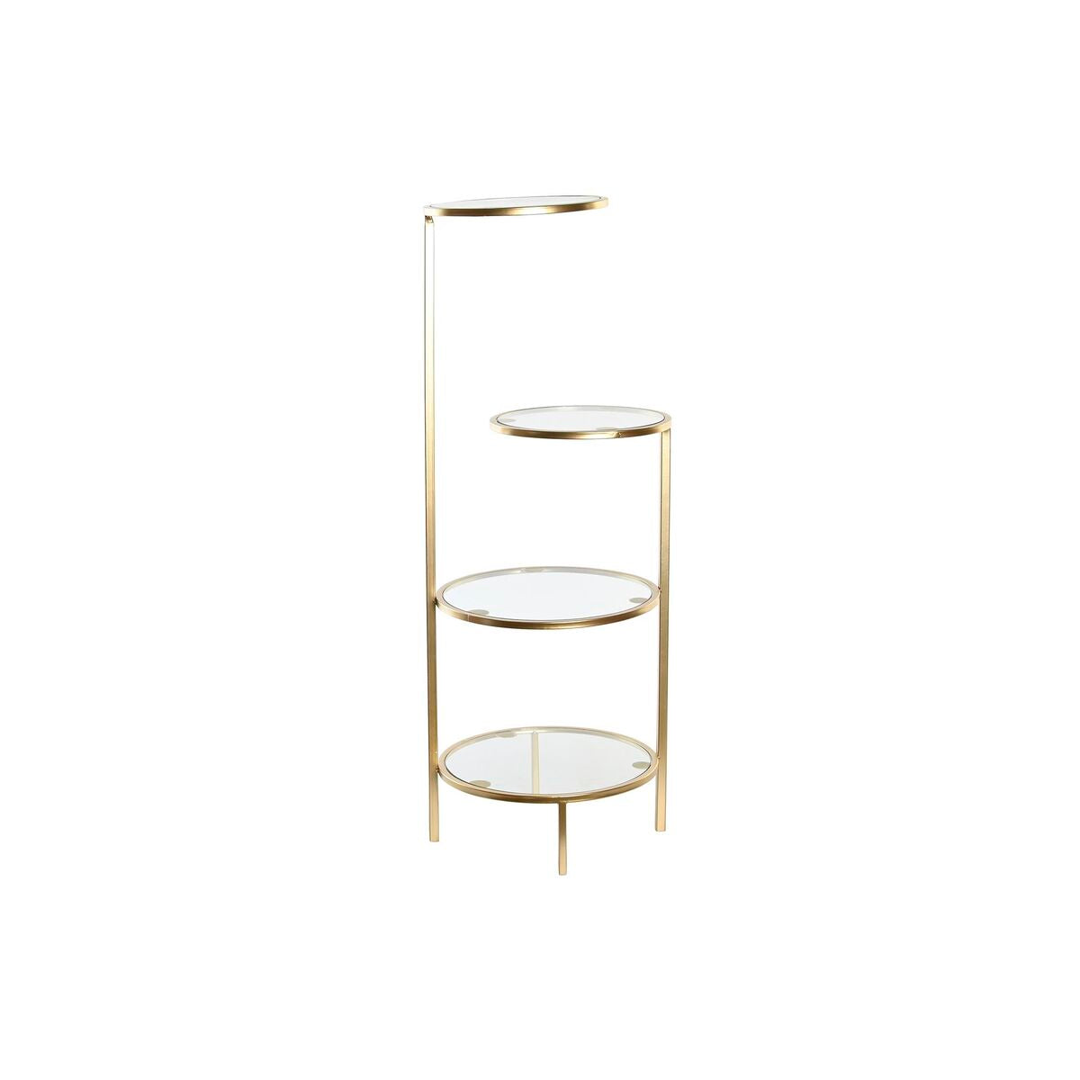 Estante de metal y cristal dorado, 4 baldas, 32,5 cm