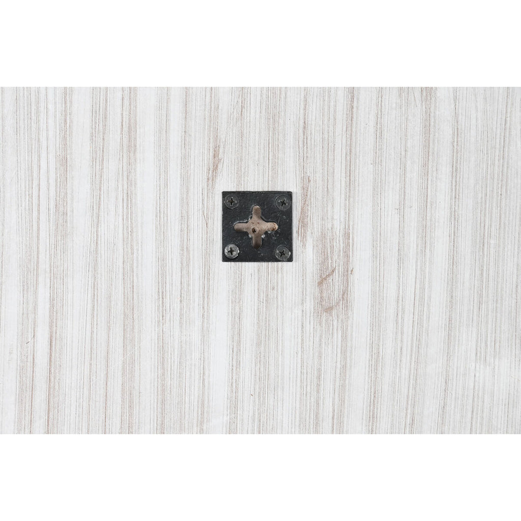Espejo de pared redondo indio decapé, blanco y natural, 120 cm — imagen 2