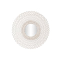 Espejo de pared redondo indio decapé, blanco y natural, 120 cm