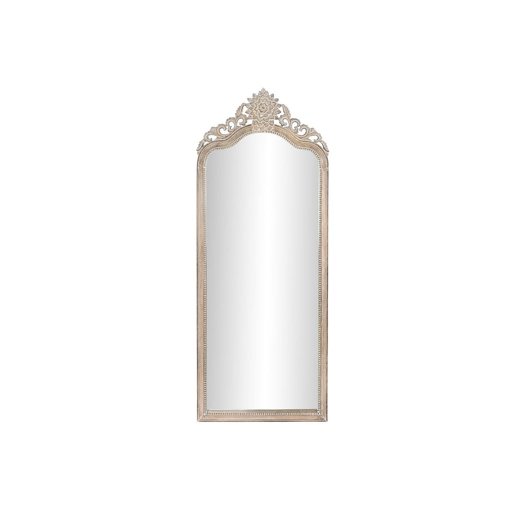 Espejo de pared de madera de mango, decapé blanco y natural