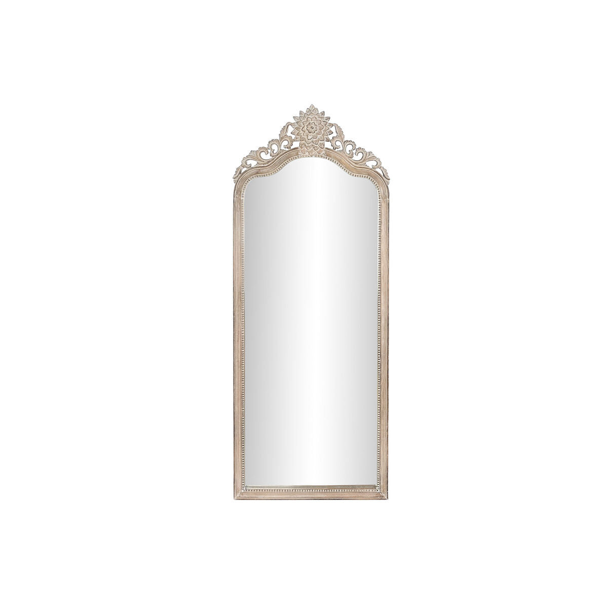 Espejo de pared de madera de mango, decapé blanco y natural