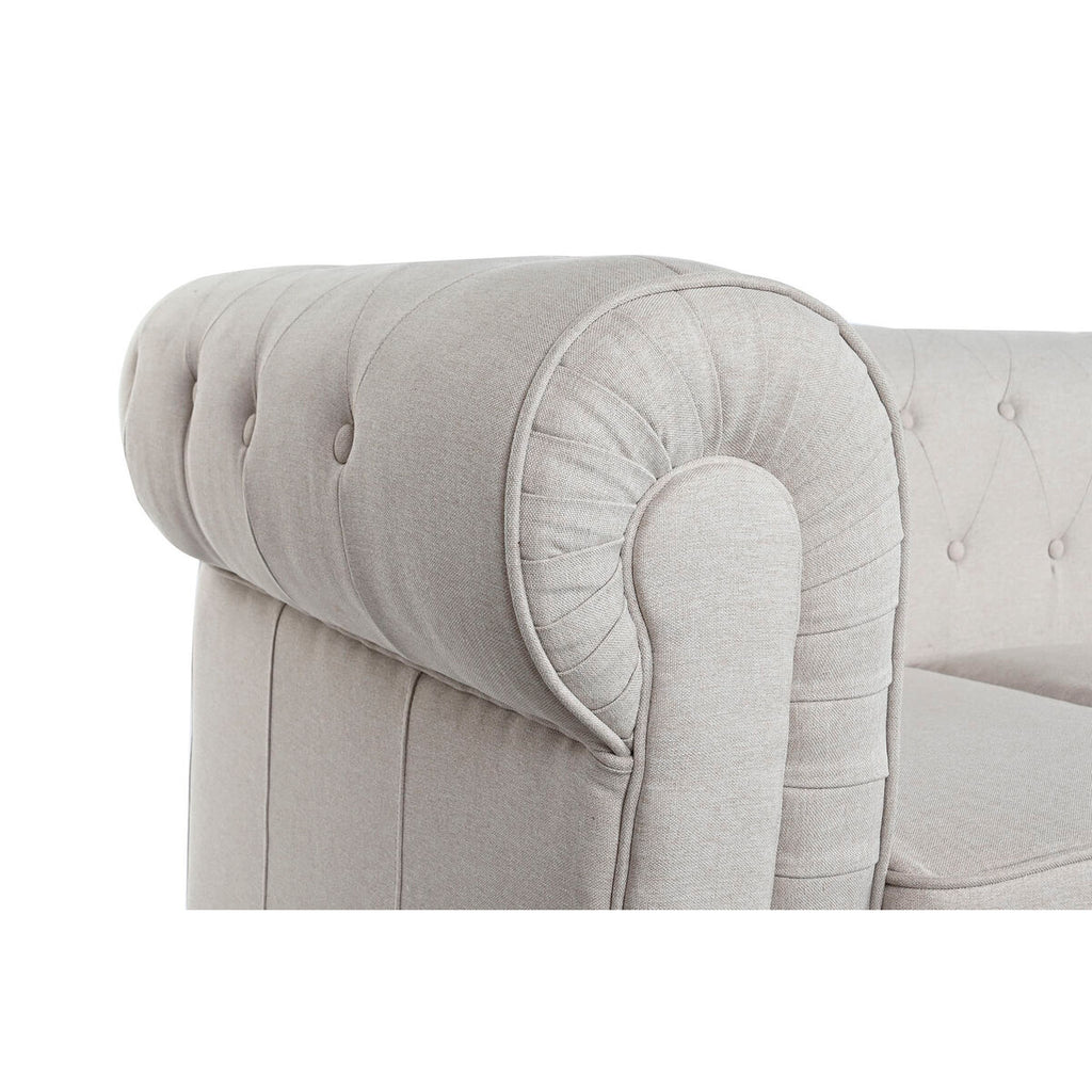 Sofá de madera y poliéster en blanco, marrón y crema, 209 cm — imagen 2