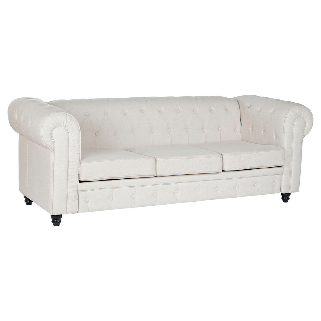 Sofá de madera y poliéster en blanco, marrón y crema, 209 cm — imagen 5