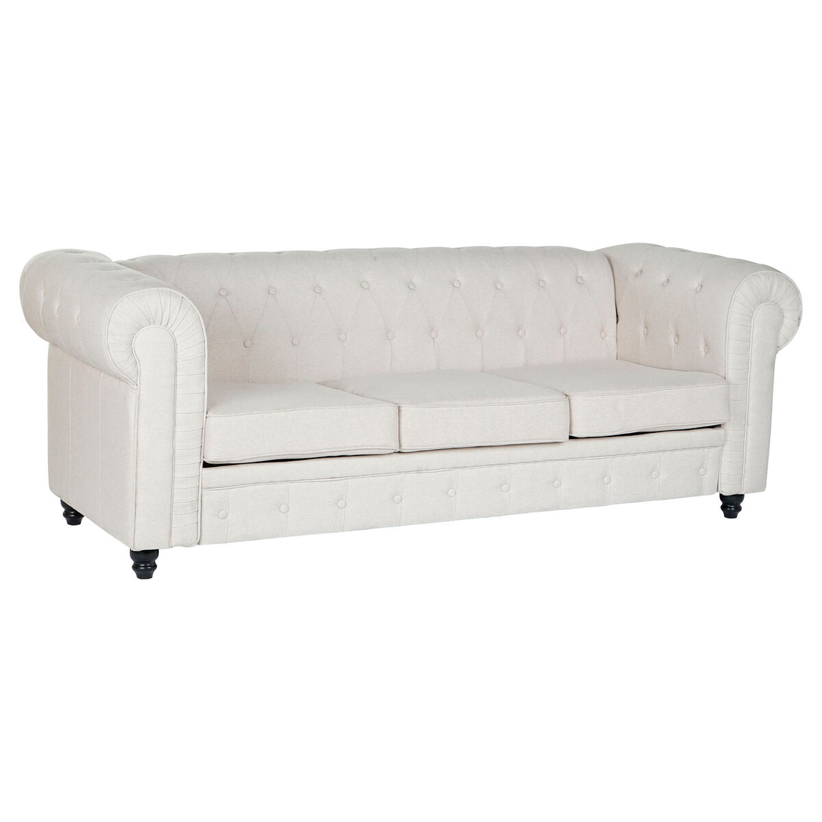 Sofá de madera y poliéster en blanco, marrón y crema, 209 cm — imagen 5