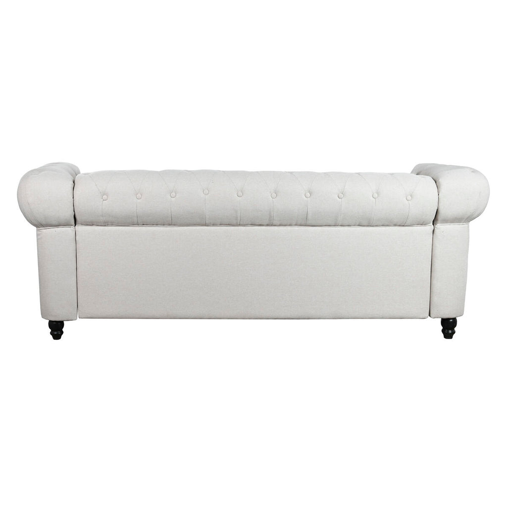 Sofá de madera y poliéster en blanco, marrón y crema, 209 cm — imagen 6
