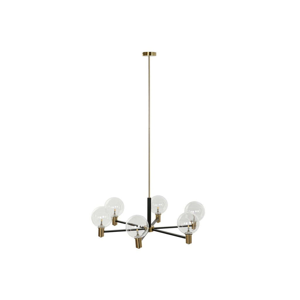 Lámpara de techo de bolas de cristal, metal negro y dorado