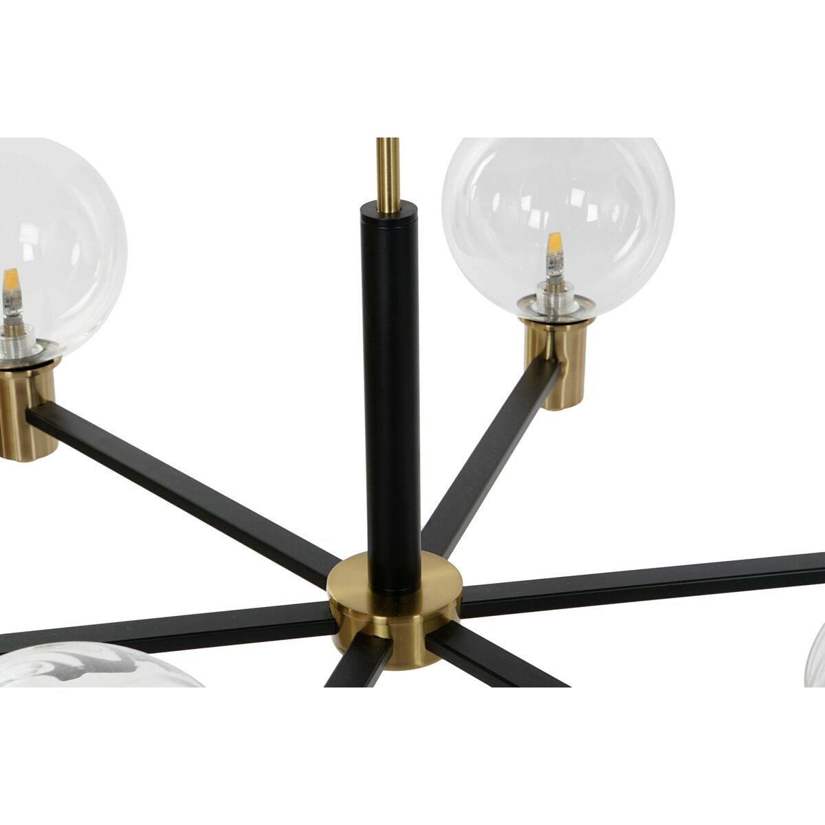 Lámpara de techo de bolas de cristal, metal negro y dorado — imagen 5