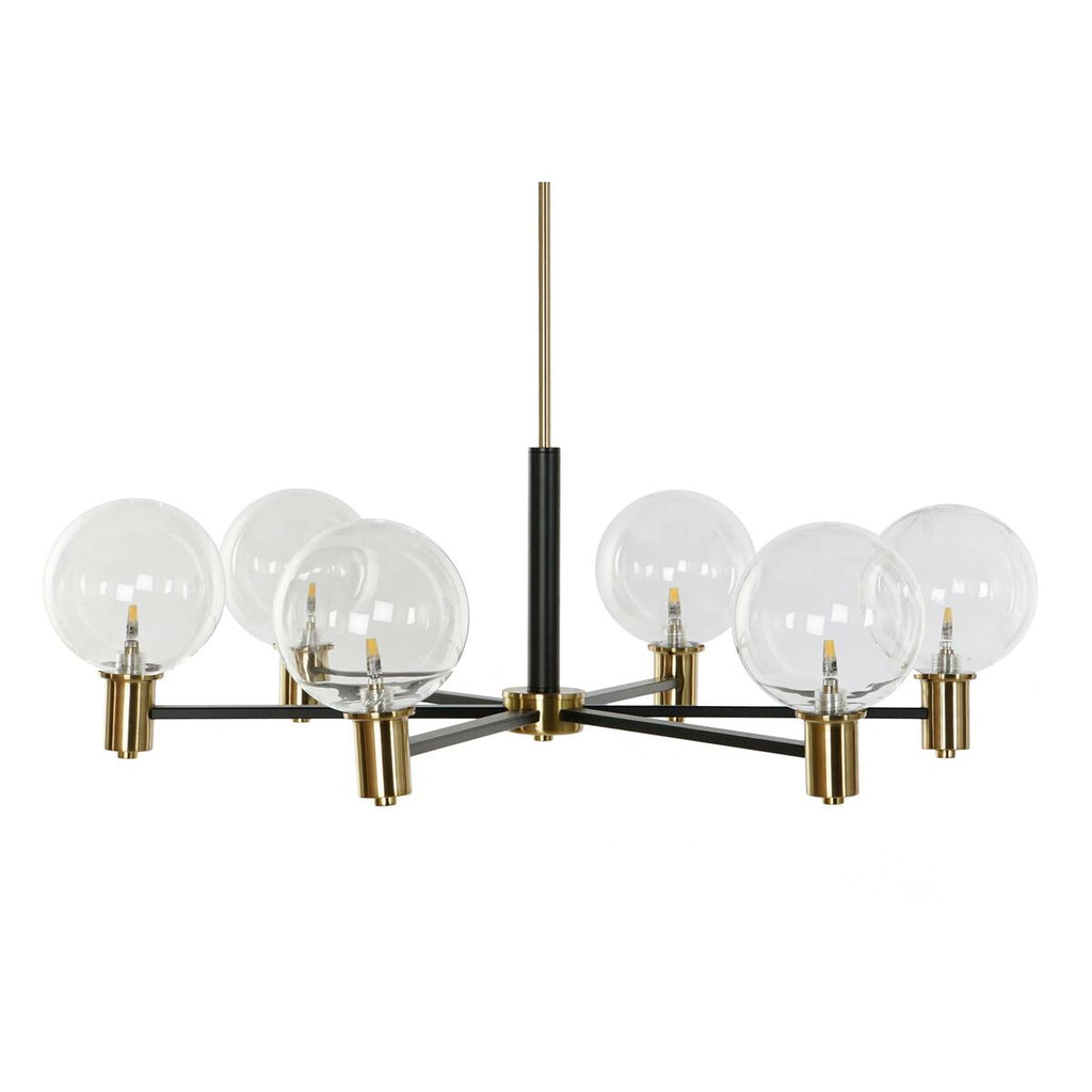 Lámpara de techo de bolas de cristal, metal negro y dorado — imagen 3