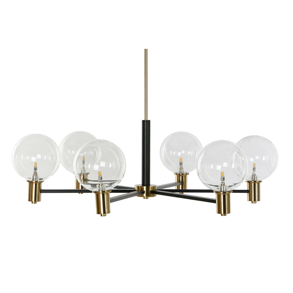Lámpara de techo de bolas de cristal, metal negro y dorado — imagen 3