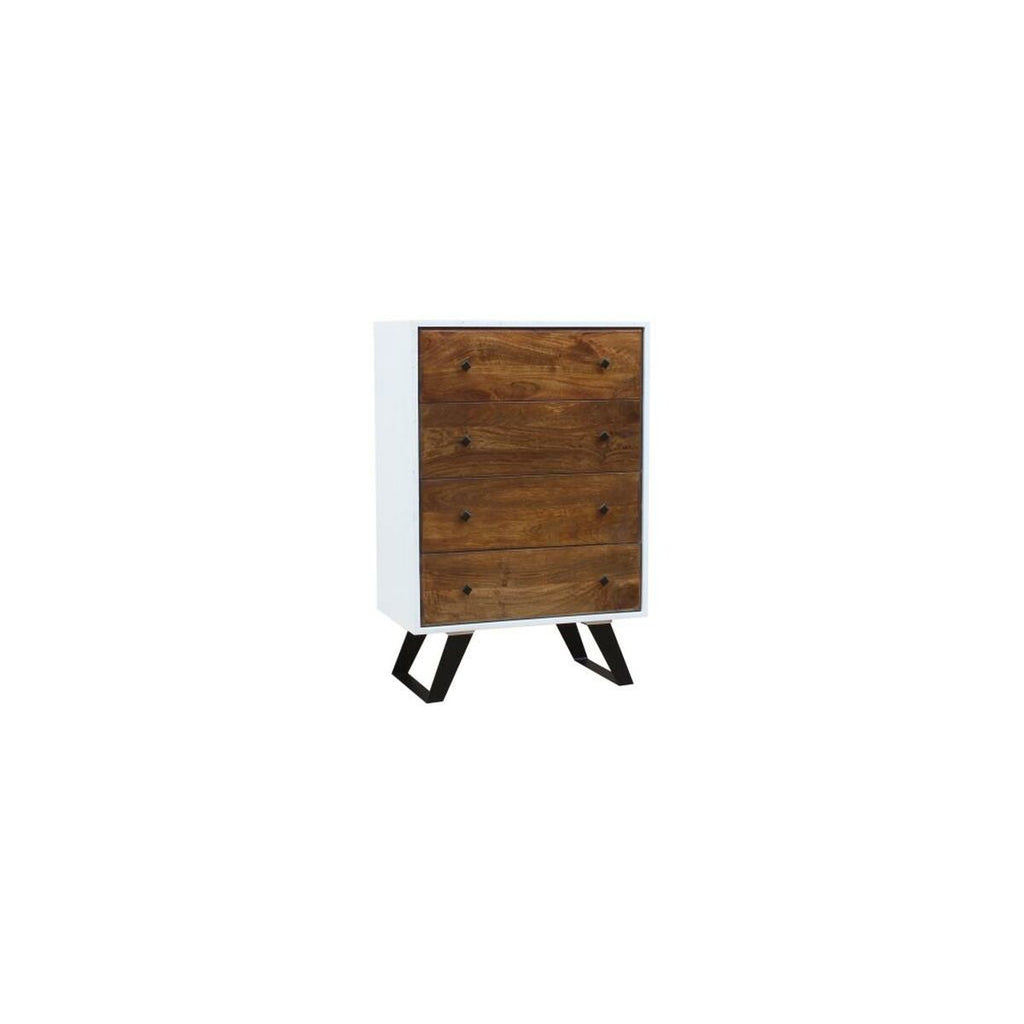 Cajonera blanca de metal y madera de mango, 70 x 40 x 105 cm