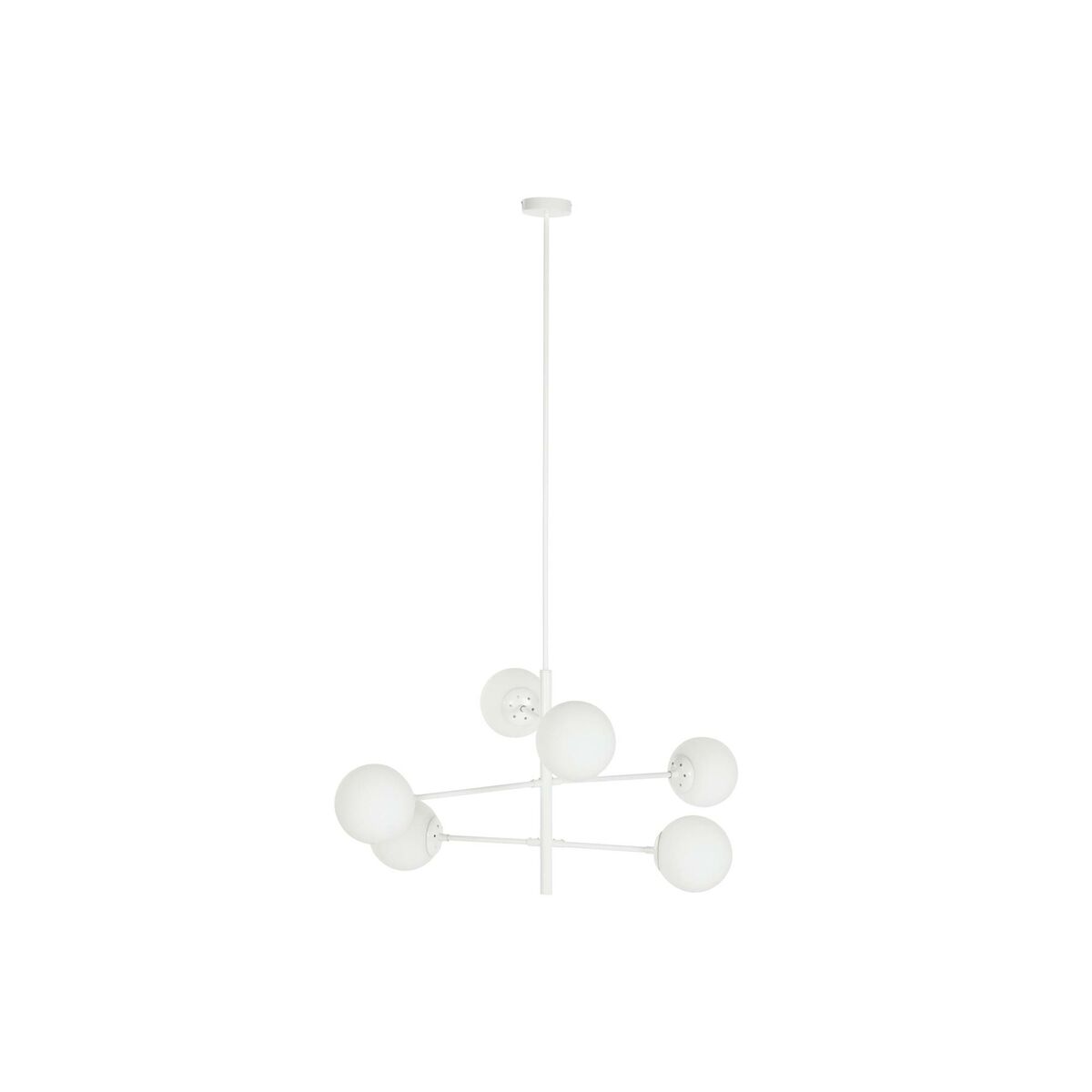 Lámpara de techo con bolas de cristal blanca, 6 bombillas
