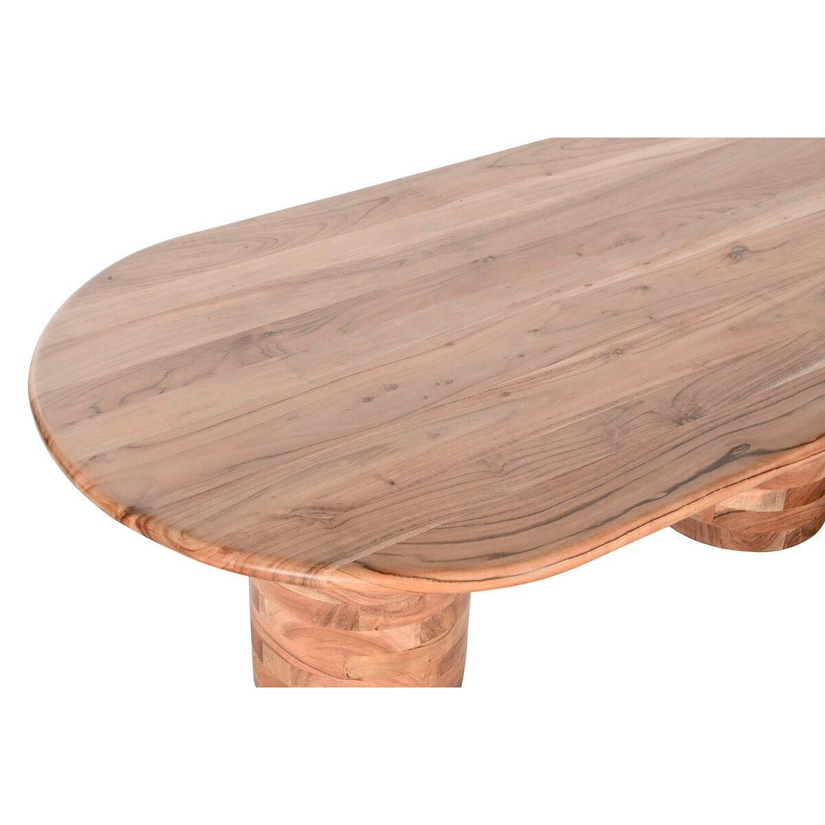 Mesa de centro moderna marrón y natural de acacia, 135 x 75 x 45 cm — imagen 2