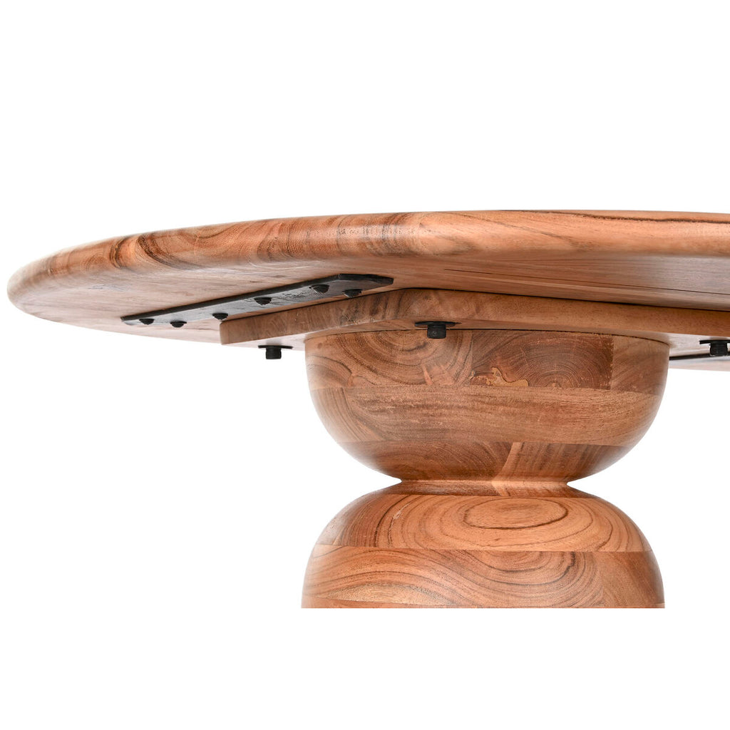 Mesa de centro moderna marrón y natural de acacia, 135 x 75 x 45 cm — imagen 4