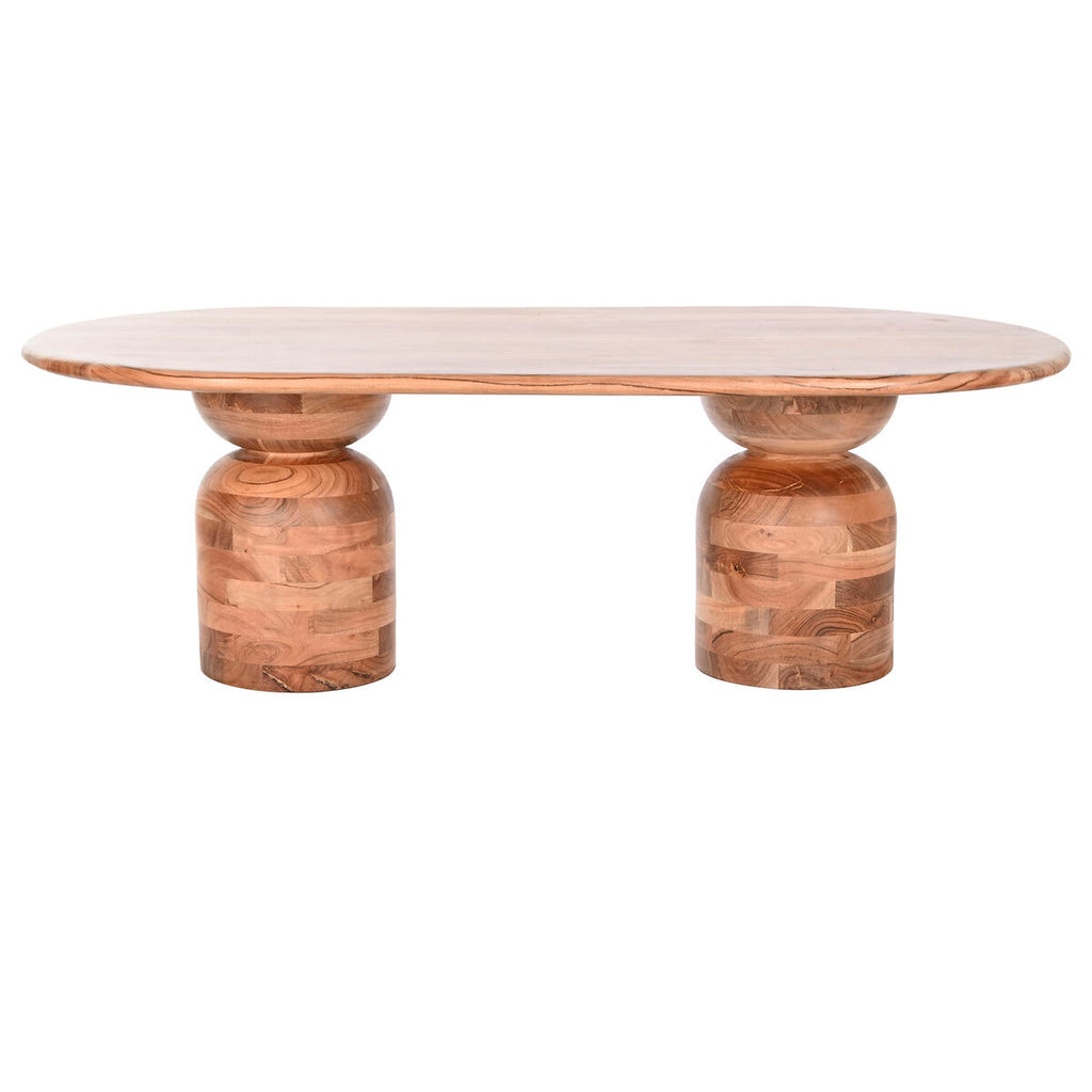 Mesa de centro moderna marrón y natural de acacia, 135 x 75 x 45 cm — imagen 3