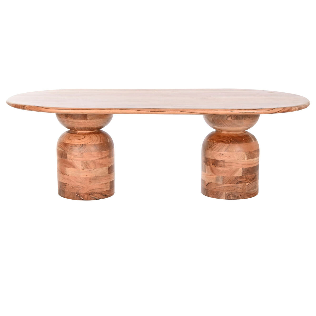 Mesa de centro moderna marrón y natural de acacia, 135 x 75 x 45 cm — imagen 3