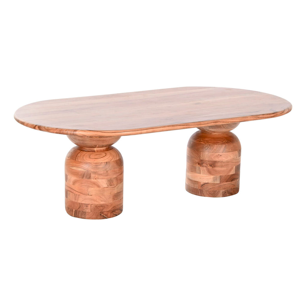 Mesa de centro moderna marrón y natural de acacia, 135 x 75 x 45 cm