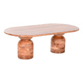 Mesa de centro moderna marrón y natural de acacia, 135 x 75 x 45 cm