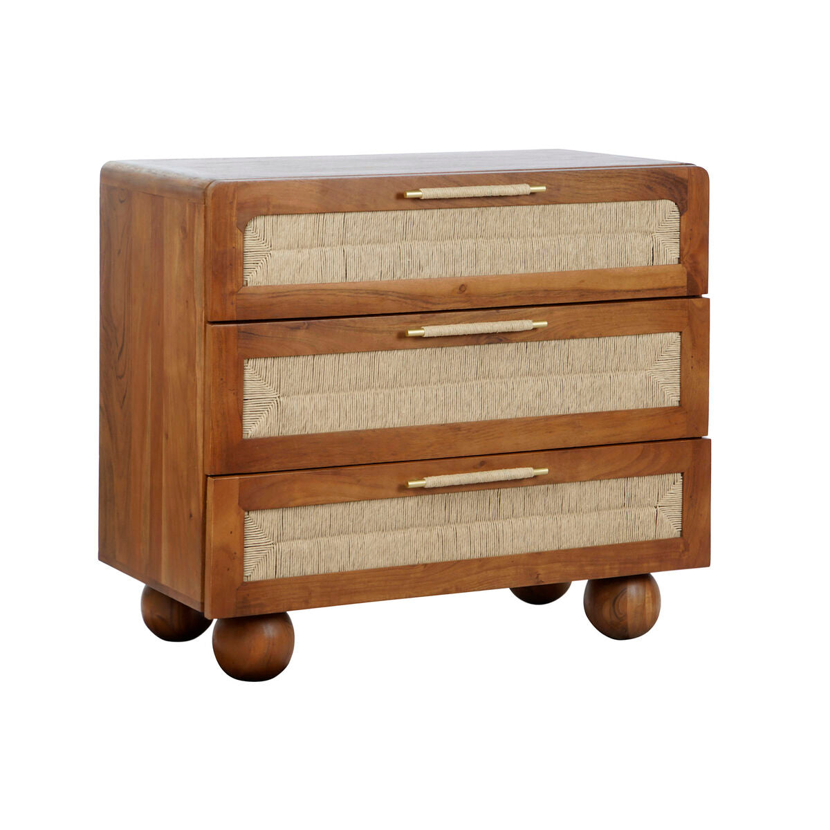 Cajonera moderna de acacia marrón, 90 x 45 x 90 cm