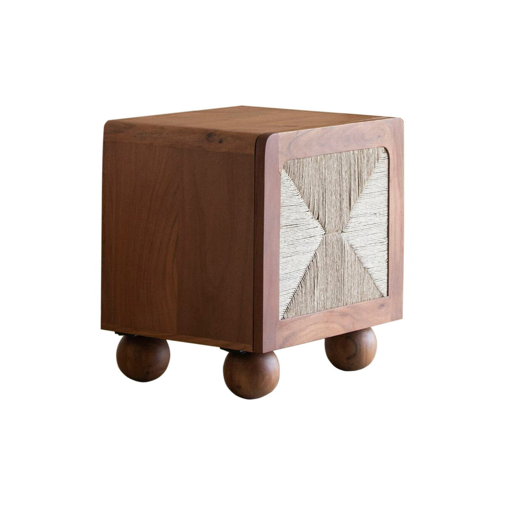 Mesita de noche de acacia con puerta, 50 x 40 x 53 cm — imagen 9
