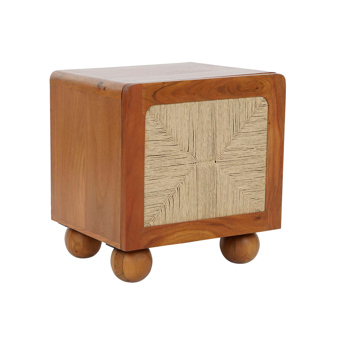 Mesita de noche de acacia con puerta, 50 x 40 x 53 cm