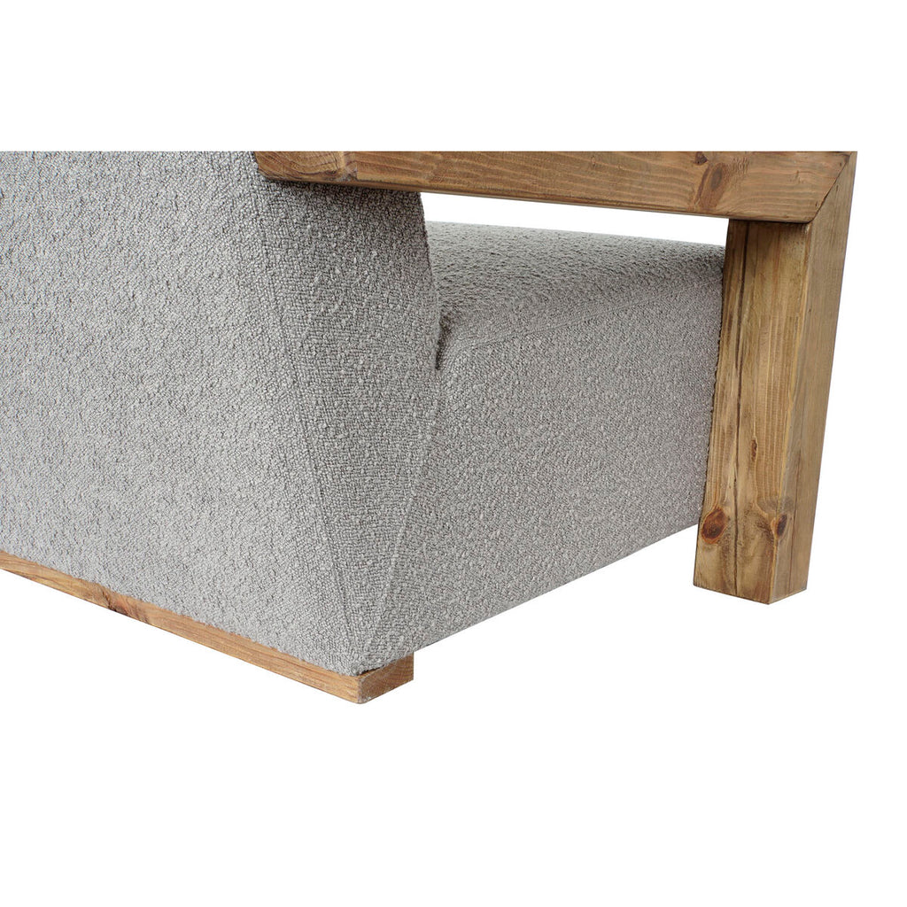 Sofá de madera reciclada y poliéster gris claro, 221 cm — imagen 5