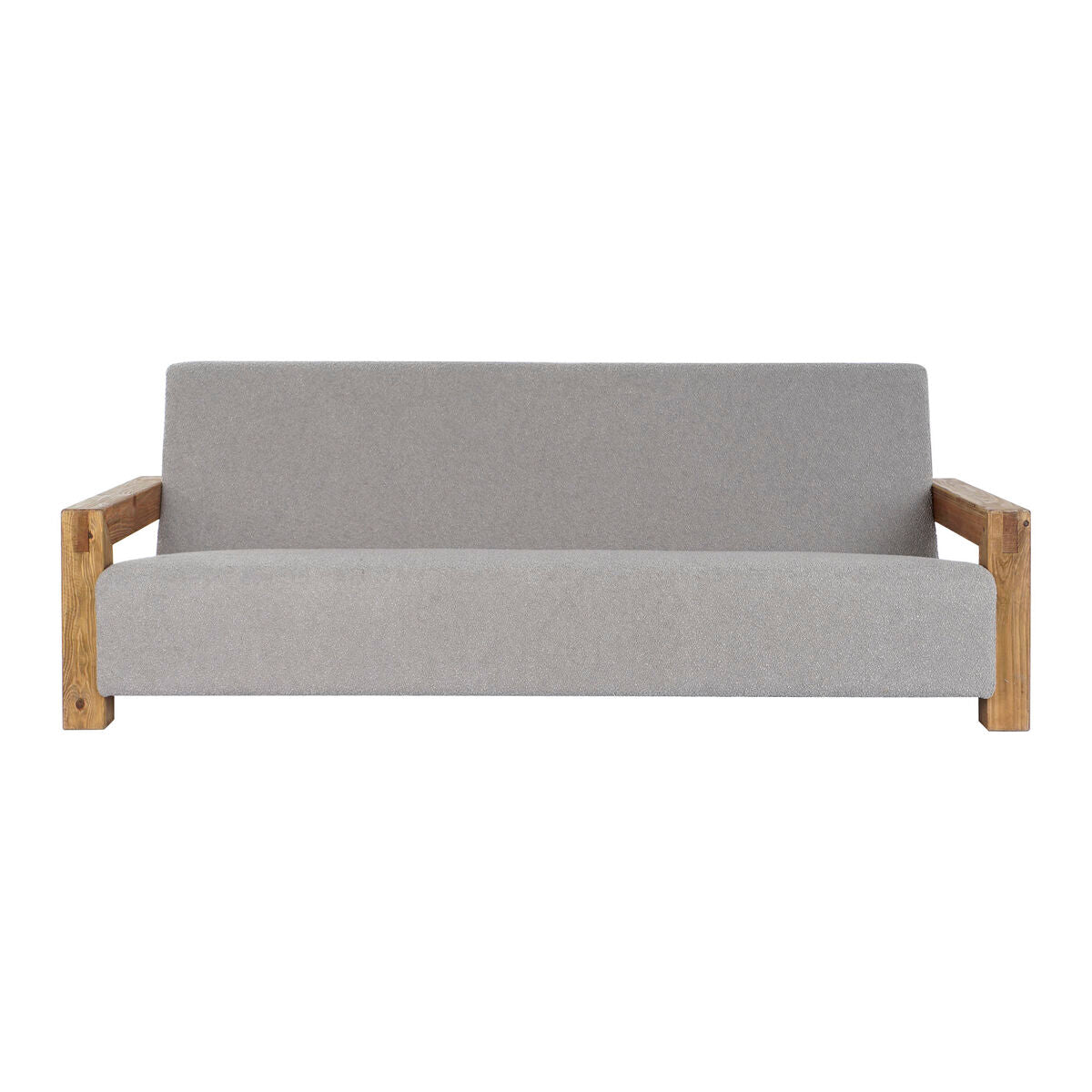 Sofá de madera reciclada y poliéster gris claro, 221 cm — imagen 6