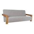 Sofá de madera reciclada y poliéster gris claro, 221 cm