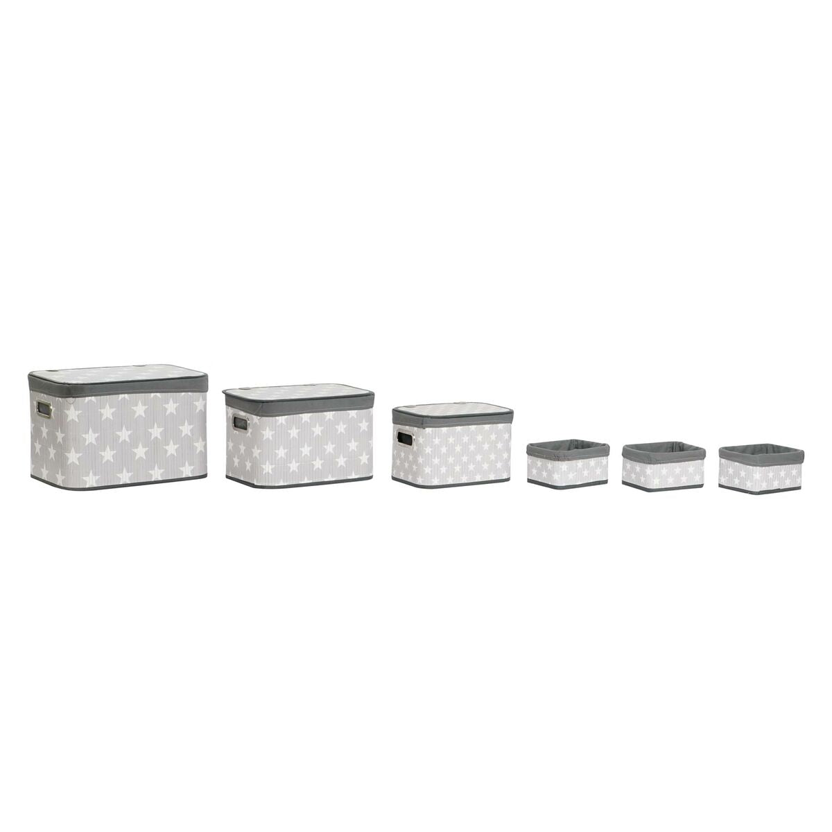 Juego de cajas decorativas de bambú y MDF, diseño estrellas