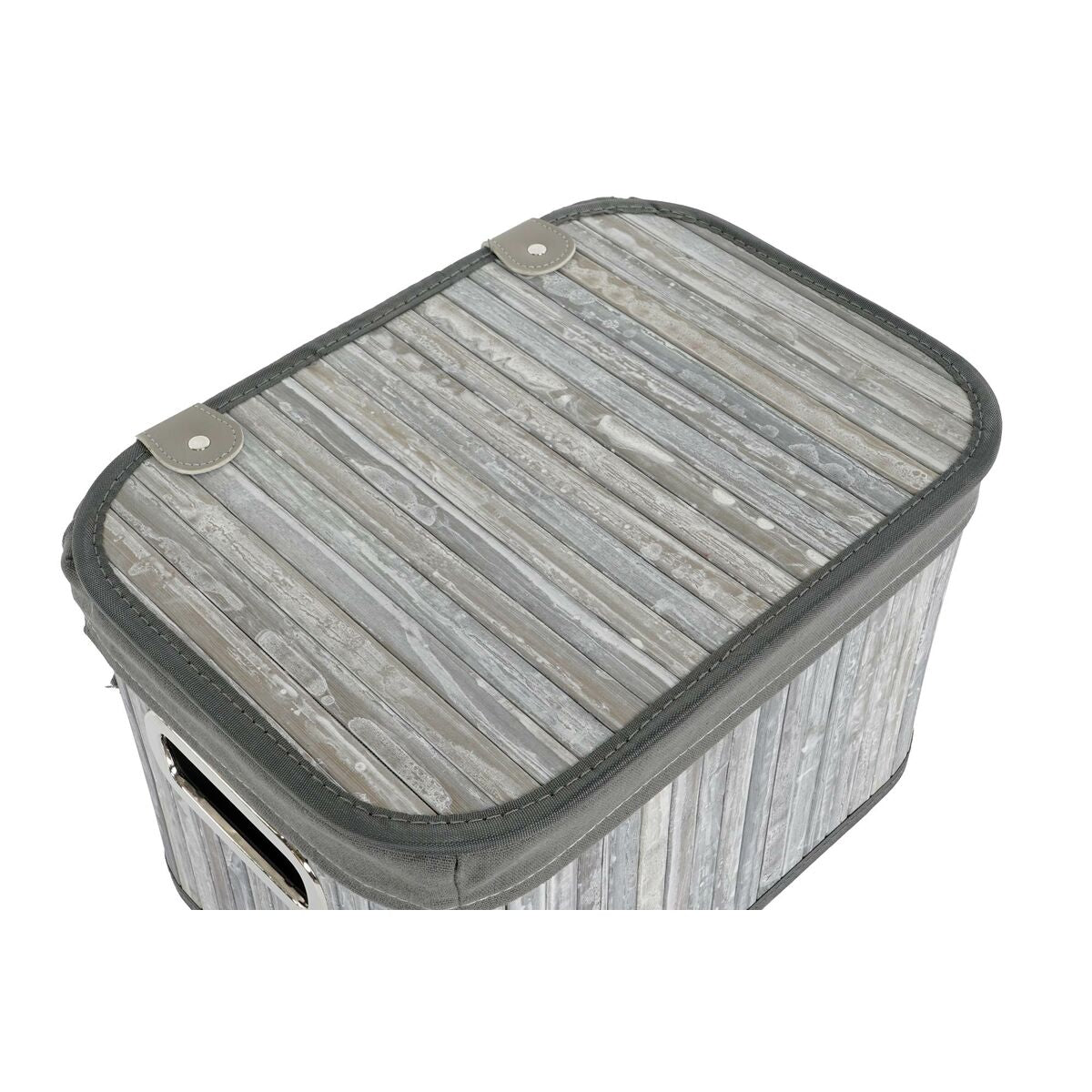 Juego de cestas y caja decorativa de bambú y MDF, blanco y gris — imagen 2