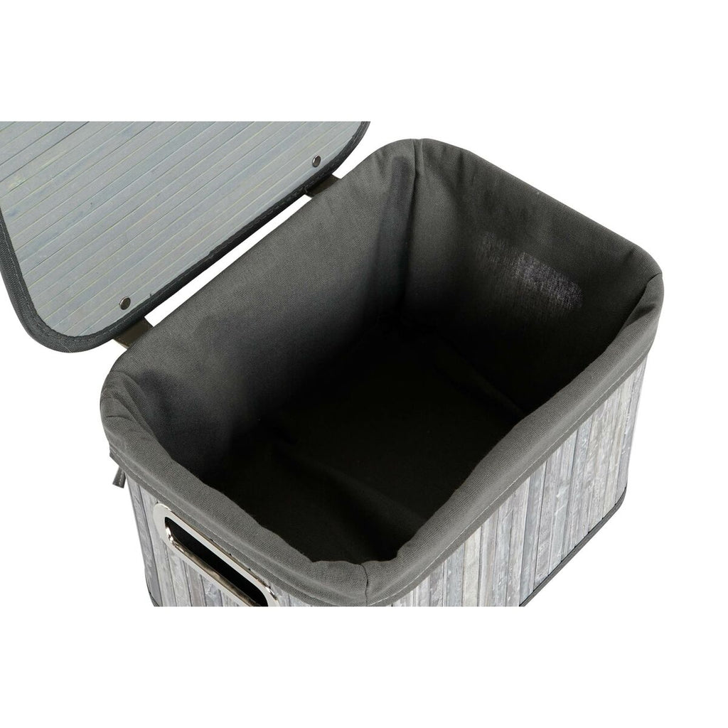 Juego de cestas y caja decorativa de bambú y MDF, blanco y gris — imagen 3