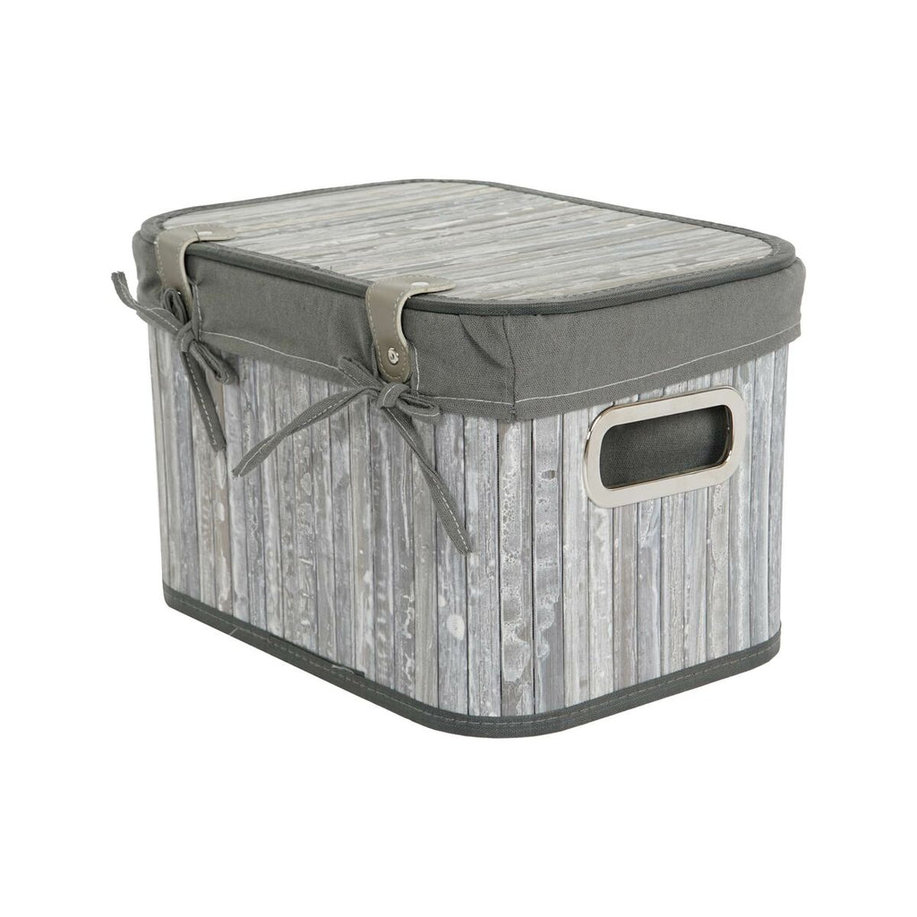 Juego de cestas y caja decorativa de bambú y MDF, blanco y gris — imagen 4