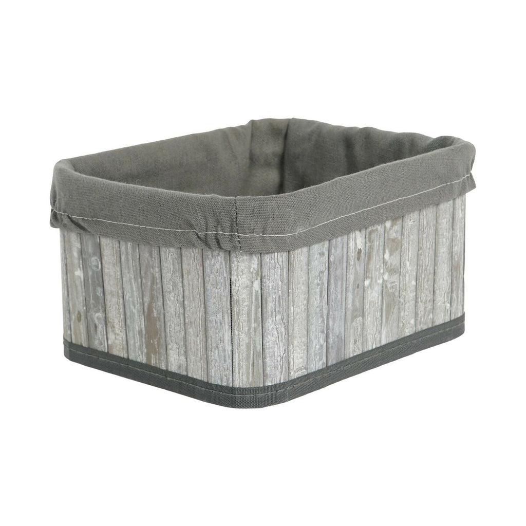 Juego de cestas y caja decorativa de bambú y MDF, blanco y gris — imagen 5
