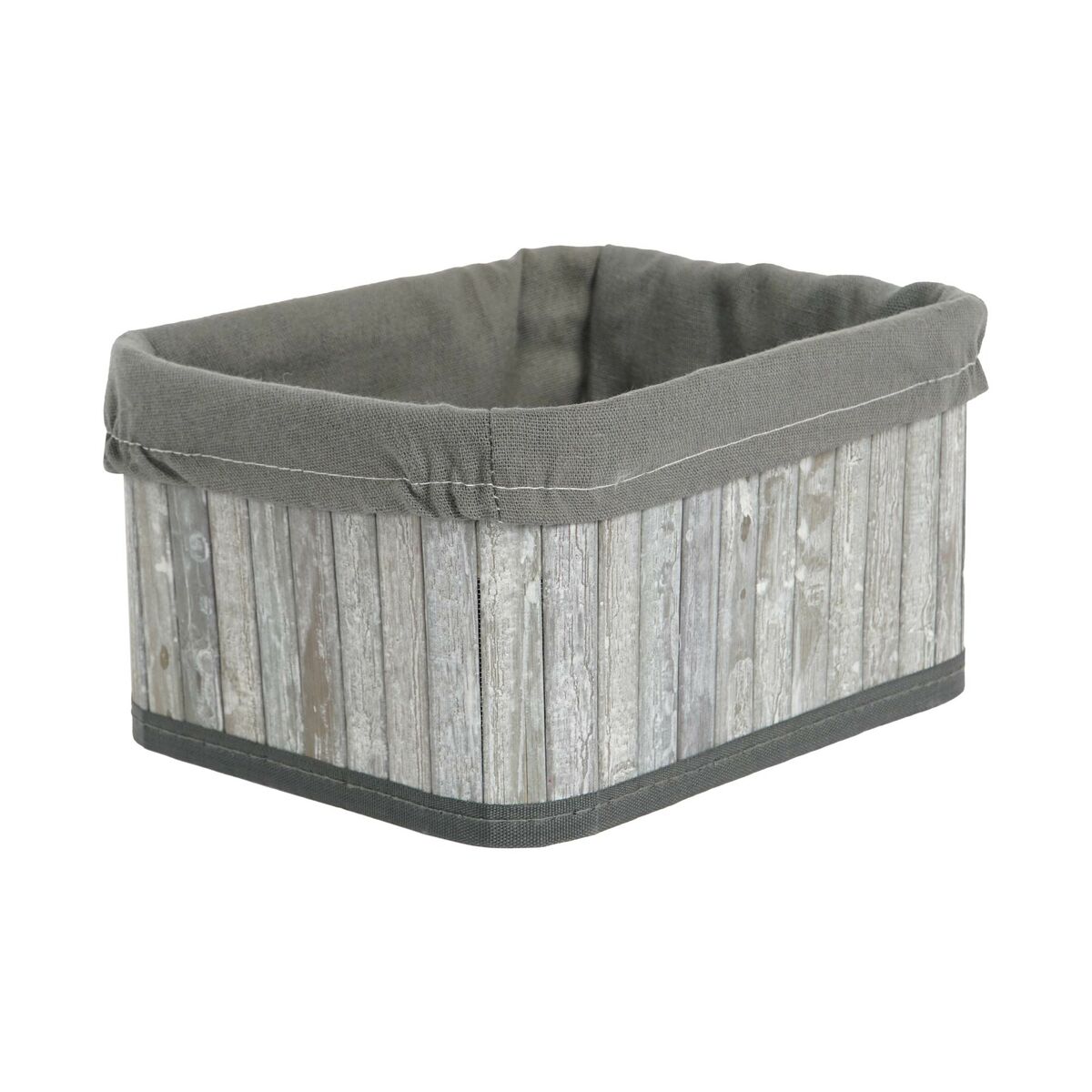 Juego de cestas y caja decorativa de bambú y MDF, blanco y gris — imagen 5