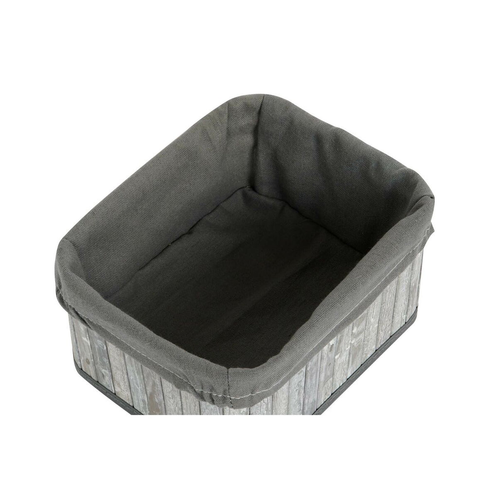 Juego de cestas y caja decorativa de bambú y MDF, blanco y gris — imagen 6