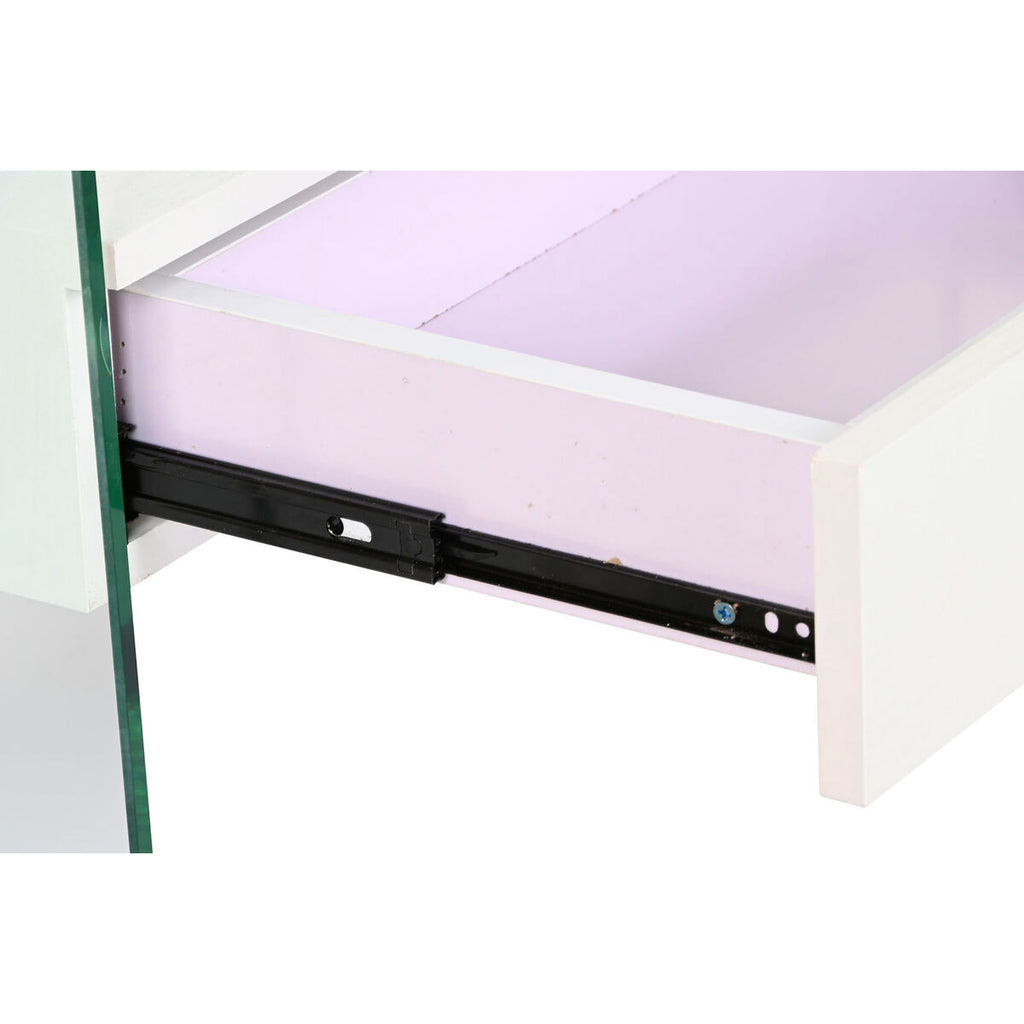 Mesita de noche de cristal y madera MDF blanca, 1 cajón — imagen 5