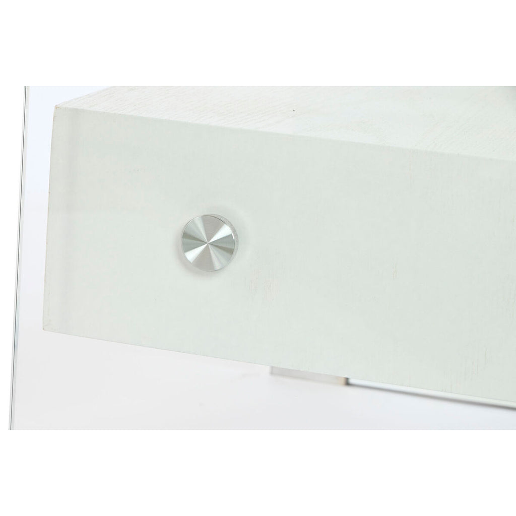 Mesita de noche de cristal y madera MDF blanca, 1 cajón — imagen 6